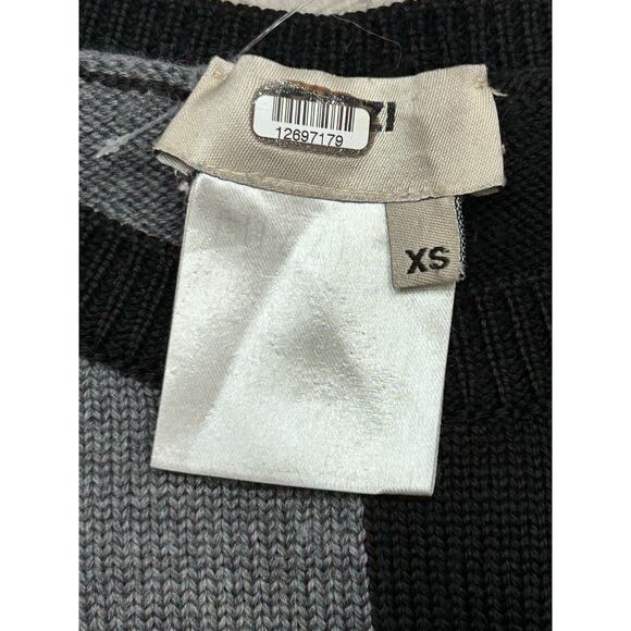Fuzzi Women's Gray Black Wool Colorblock Crew Neck Pullover Sweaters Size XS - Picture 6 of 7